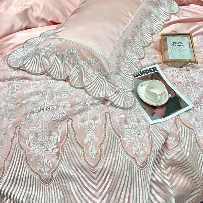 91家纺网 家纺一手货源 找家纺 缔缦 2023新款卡娜莎系列高端居家轻奢真丝棉四件套 卡娜莎-玉色