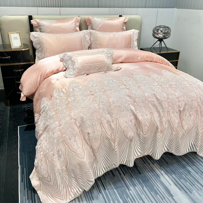 91家纺网 家纺一手货源 找家纺 缔缦 2023新款卡娜莎系列高端居家轻奢真丝棉四件套 卡娜莎-玉色