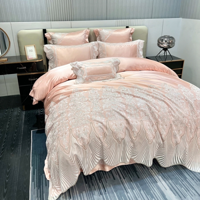 91家纺网 家纺一手货源 找家纺 缔缦 2023新款卡娜莎系列高端居家轻奢真丝棉四件套 卡娜莎-玉色