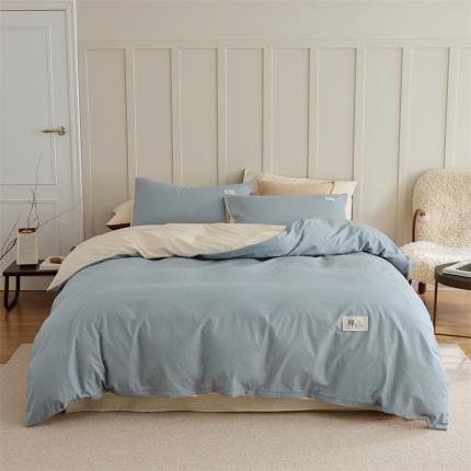 91家纺网 家纺一手货源 找家纺 （总）富瑞阁 2024新款全棉无印色拼系列四件套