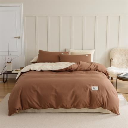 91家纺网 家纺一手货源 找家纺 （总）富瑞阁 2024新款全棉无印色拼系列四件套