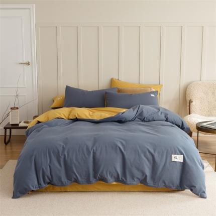 91家纺网 家纺一手货源 找家纺 （总）富瑞阁 2024新款全棉无印色拼系列四件套