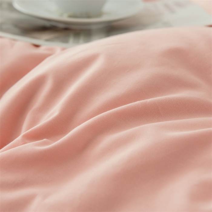 91家纺网 家纺一手货源 找家纺 富瑞阁 2024新款全棉无印条格系列四件套 初恋粉