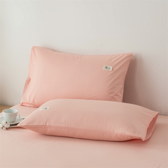 91家纺网 家纺一手货源 找家纺 富瑞阁 2024新款全棉无印条格系列四件套 初恋粉