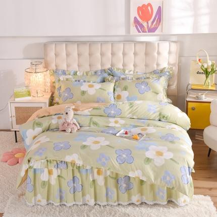 91家纺网 家纺一手货源 找家纺 美达2025全棉蕾丝小花边单层床裙全棉四件套 雅秀