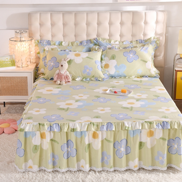 91家纺网 家纺一手货源 找家纺 美达 2025全棉蕾丝小花边单床裙 雅秀