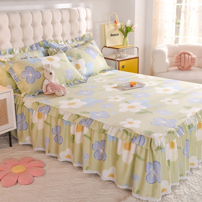 91家纺网 家纺一手货源 找家纺 美达 2025全棉蕾丝小花边单床裙 雅秀