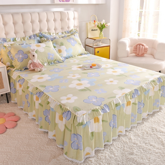 91家纺网 家纺一手货源 找家纺 美达 2025全棉蕾丝小花边单床裙 雅秀