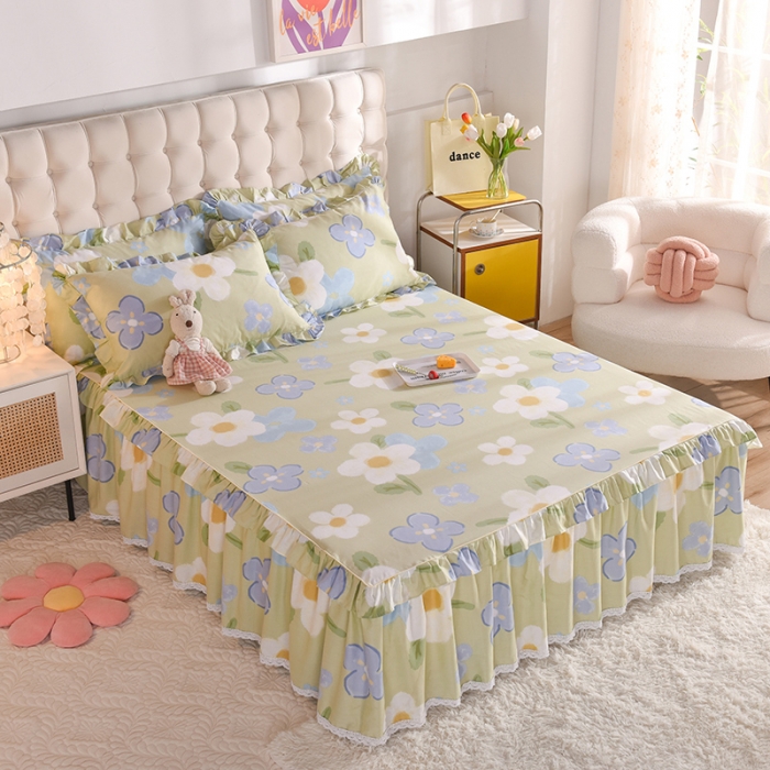 91家纺网 家纺一手货源 找家纺 美达 2025全棉蕾丝小花边单床裙 雅秀