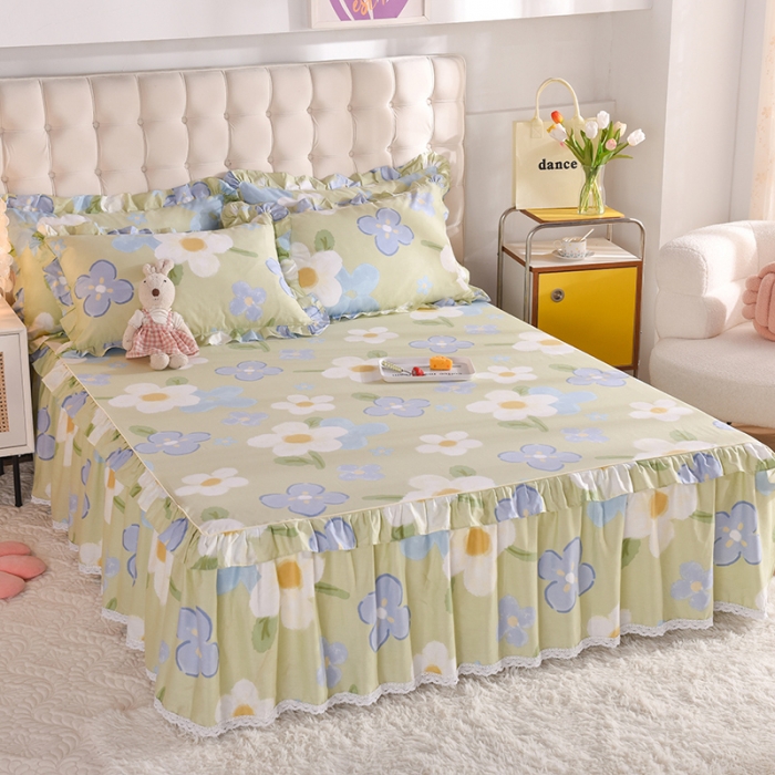 91家纺网 家纺一手货源 找家纺 美达 2025全棉蕾丝小花边单床裙 雅秀