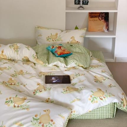 91家纺网 家纺一手货源 找家纺 六巷胡同 2023新款ins童趣系列卡通全棉四件套 嘎嘎鸭