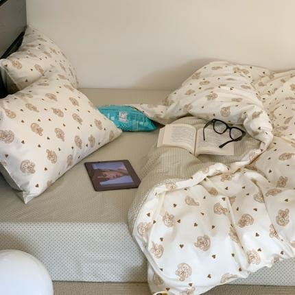 91家纺网 家纺一手货源 找家纺 六巷胡同 2023新款ins童趣系列卡通全棉四件套 蝴蝶结兔兔