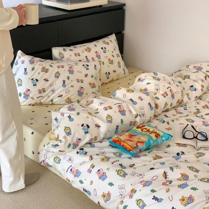 91家纺网 家纺一手货源 找家纺 六巷胡同 2023新款ins童趣系列卡通全棉四件套 森林派对