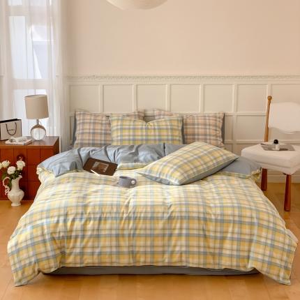 91家纺网 家纺一手货源 找家纺 （总）例外Home 2023新款色织格子系列四件套