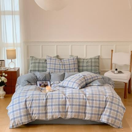 91家纺网 家纺一手货源 找家纺 （总）例外Home 2023新款色织格子系列四件套