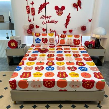 （总）宏源 2023年新款大红时尚磨毛婚庆单床笠