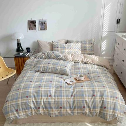 91家纺网 家纺一手货源 找家纺 乐童  2024新款13372全棉爆款四件套 律动（蓝）