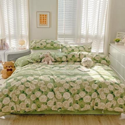 91家纺网 家纺一手货源 找家纺 乐童  2024新款13372全棉爆款四件套 绿野香踪