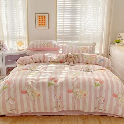 91家纺网 家纺一手货源 找家纺 乐童  2024新款13372全棉爆款四件套 瑞贝卡