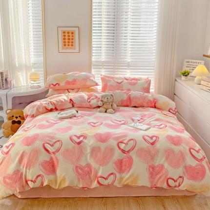 91家纺网 家纺一手货源 找家纺 乐童  2024新款13372全棉爆款四件套 心跳瞬间