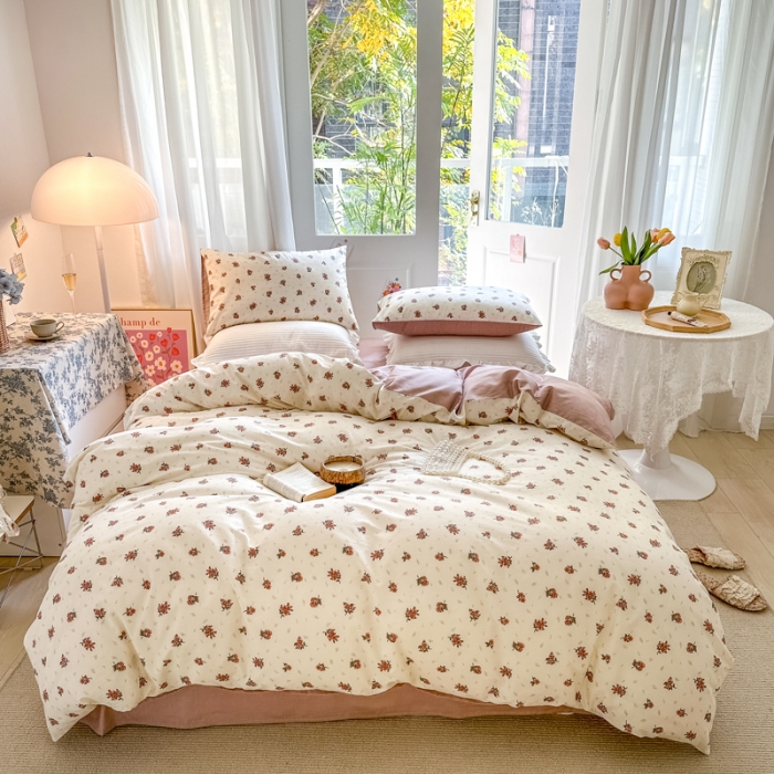 91家纺网 家纺一手货源 找家纺 优彩 新款全棉13372花卉系列四件套-全棉小碎花花型 罗马假日