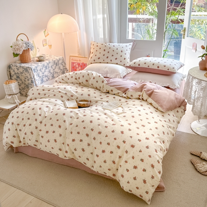 91家纺网 家纺一手货源 找家纺 优彩 新款全棉13372花卉系列四件套-全棉小碎花花型 罗马假日