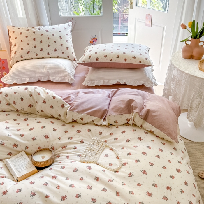 91家纺网 家纺一手货源 找家纺 优彩 新款全棉13372花卉系列四件套-全棉小碎花花型 罗马假日