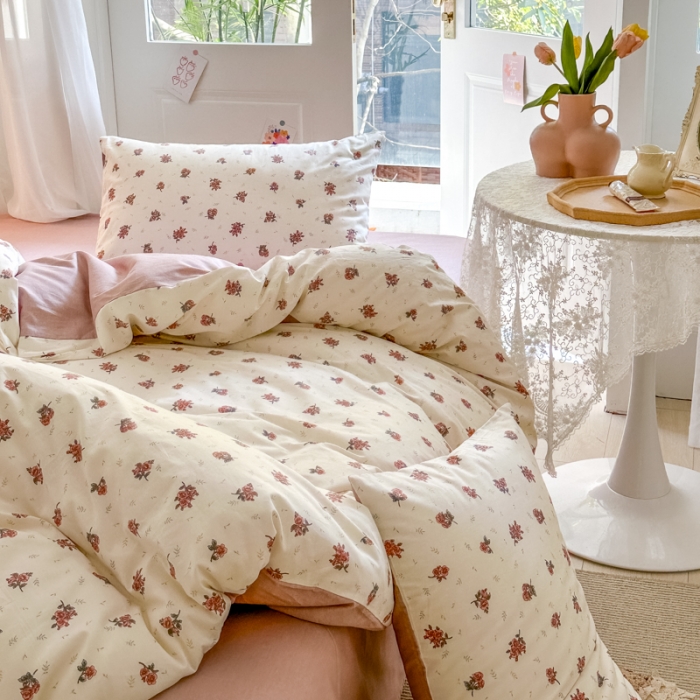 91家纺网 家纺一手货源 找家纺 优彩 新款全棉13372花卉系列四件套-全棉小碎花花型 罗马假日
