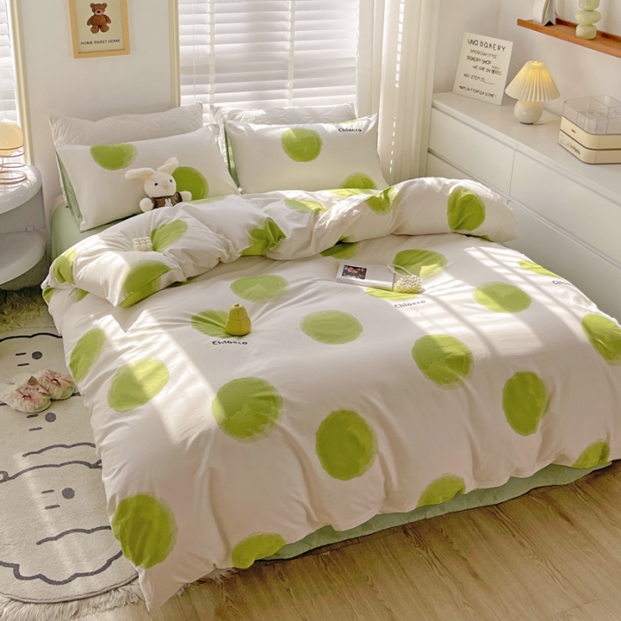 91家纺网 家纺一手货源 找家纺 乐童  2024新款13372全棉爆款四件套 歌帝梵绿