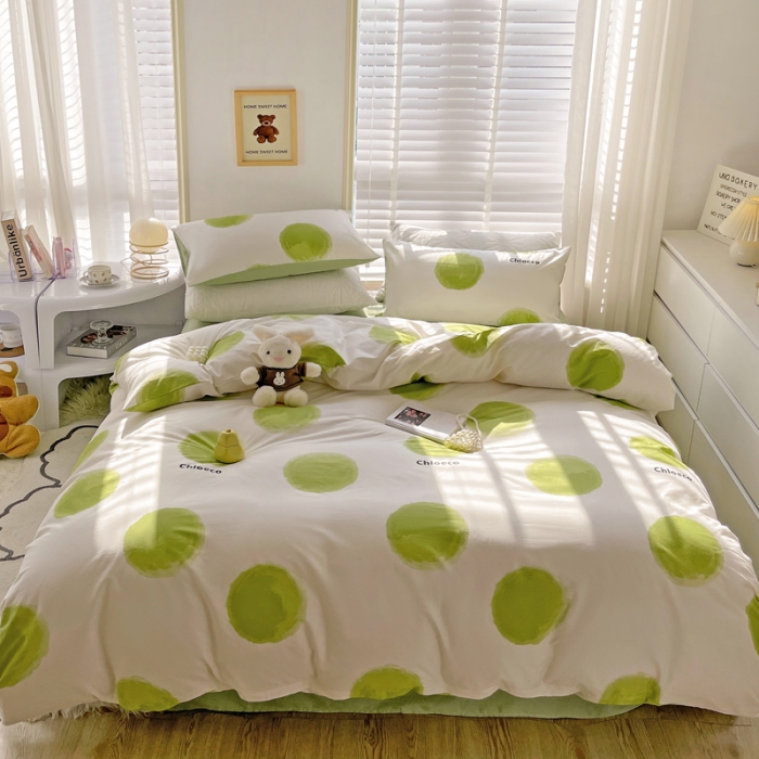 91家纺网 家纺一手货源 找家纺 乐童  2024新款13372全棉爆款四件套 歌帝梵绿