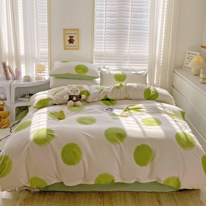 91家纺网 家纺一手货源 找家纺 乐童  2024新款13372全棉爆款四件套 歌帝梵绿