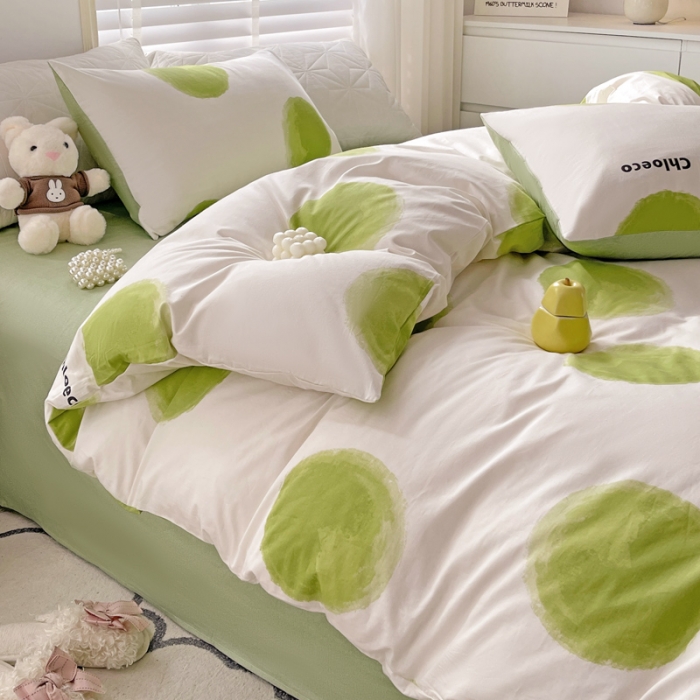 91家纺网 家纺一手货源 找家纺 乐童  2024新款13372全棉爆款四件套 歌帝梵绿