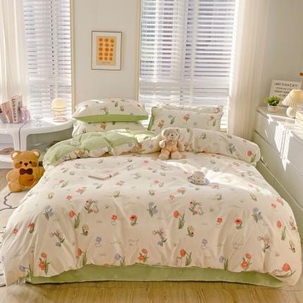 乐童  2024新款13372全棉爆款四件套 花园小猫