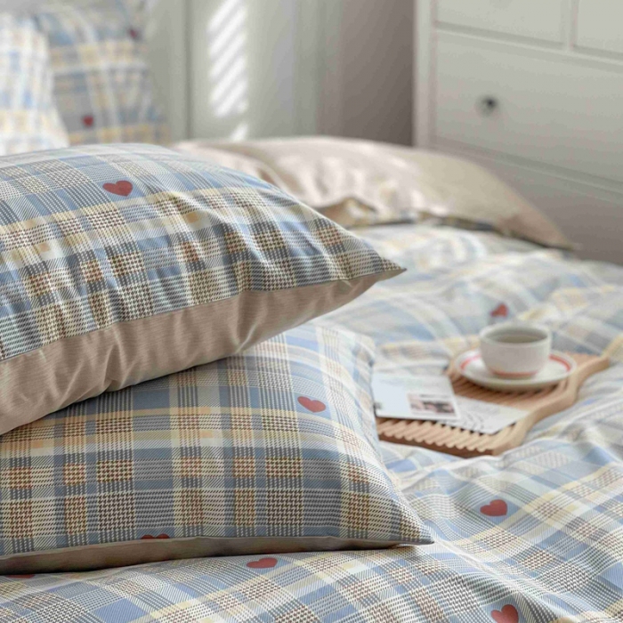 91家纺网 家纺一手货源 找家纺 乐童  2024新款13372全棉爆款四件套 律动（蓝）