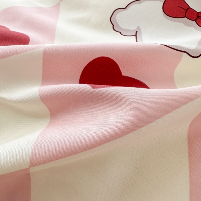 91家纺网 家纺一手货源 找家纺 优彩 2023新款13372全棉小清新卡通系列四件套 爱心兔