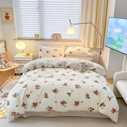 优彩 2023新款13372全棉小清新卡通系列四件套 乖乖熊