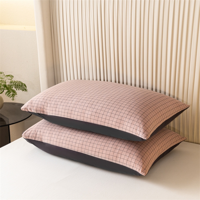 91家纺网 家纺一手货源 找家纺 蓝巢 2023新款全棉水洗棉大豆夹棉床笠 摩卡丁香粉格