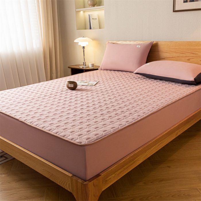 91家纺网 家纺一手货源 找家纺 蓝巢 2023新款全棉水洗棉大豆夹棉床笠 摩卡豆沙