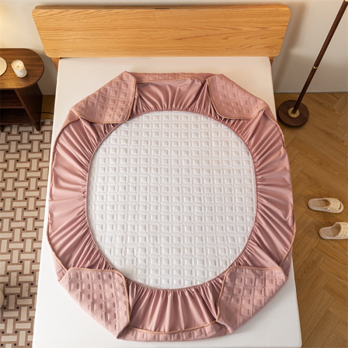 91家纺网 家纺一手货源 找家纺 蓝巢 2023新款全棉水洗棉大豆夹棉床笠 摩卡豆沙