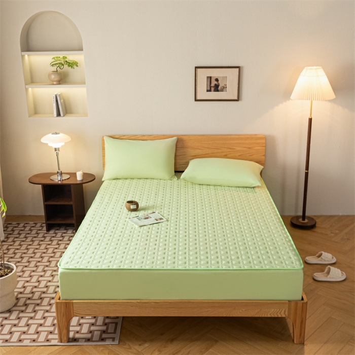 91家纺网 家纺一手货源 找家纺 蓝巢 2023新款全棉水洗棉大豆夹棉床笠 摩卡橄榄绿