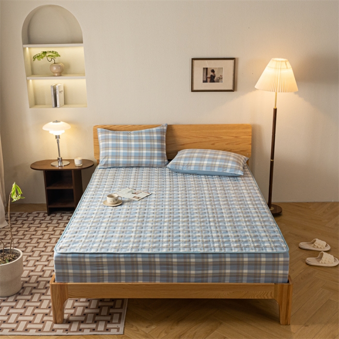 91家纺网 家纺一手货源 找家纺 蓝巢 2023新款全棉水洗棉大豆夹棉床笠 摩卡简兮兰