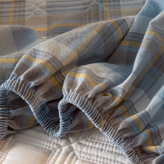 91家纺网 家纺一手货源 找家纺 蓝巢 2023新款全棉水洗棉大豆夹棉床笠 摩卡简兮兰