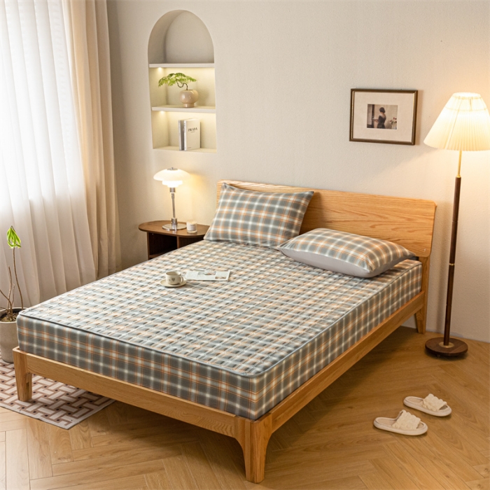 91家纺网 家纺一手货源 找家纺 蓝巢 2023新款全棉水洗棉大豆夹棉床笠 摩卡洛卡灰