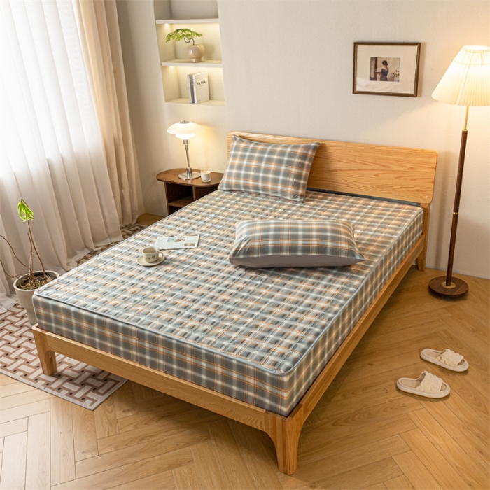 91家纺网 家纺一手货源 找家纺 蓝巢 2023新款全棉水洗棉大豆夹棉床笠 摩卡洛卡灰