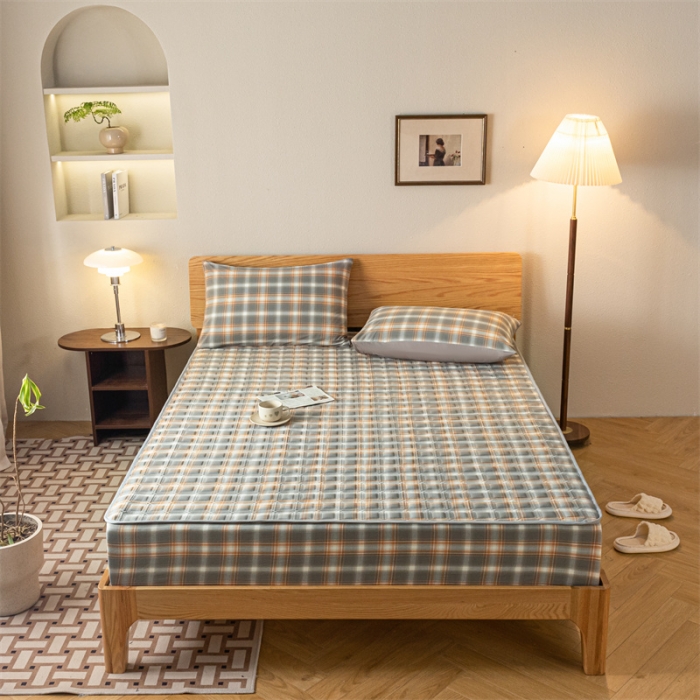 91家纺网 家纺一手货源 找家纺 蓝巢 2023新款全棉水洗棉大豆夹棉床笠 摩卡洛卡灰