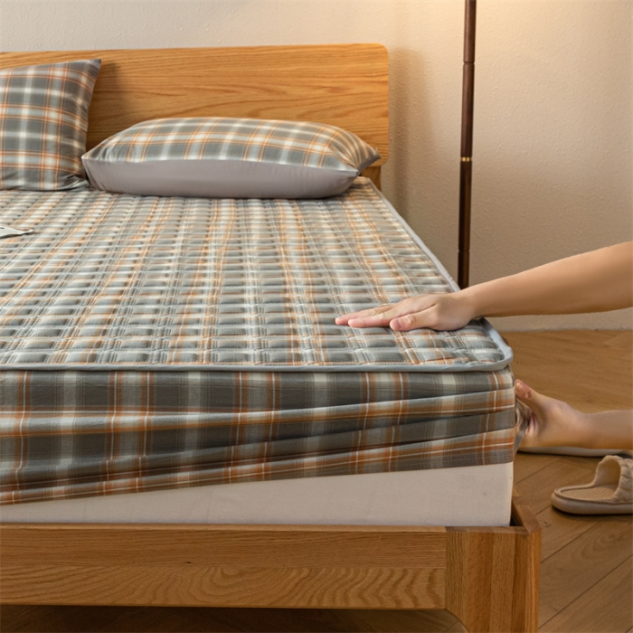 91家纺网 家纺一手货源 找家纺 蓝巢 2023新款全棉水洗棉大豆夹棉床笠 摩卡洛卡灰