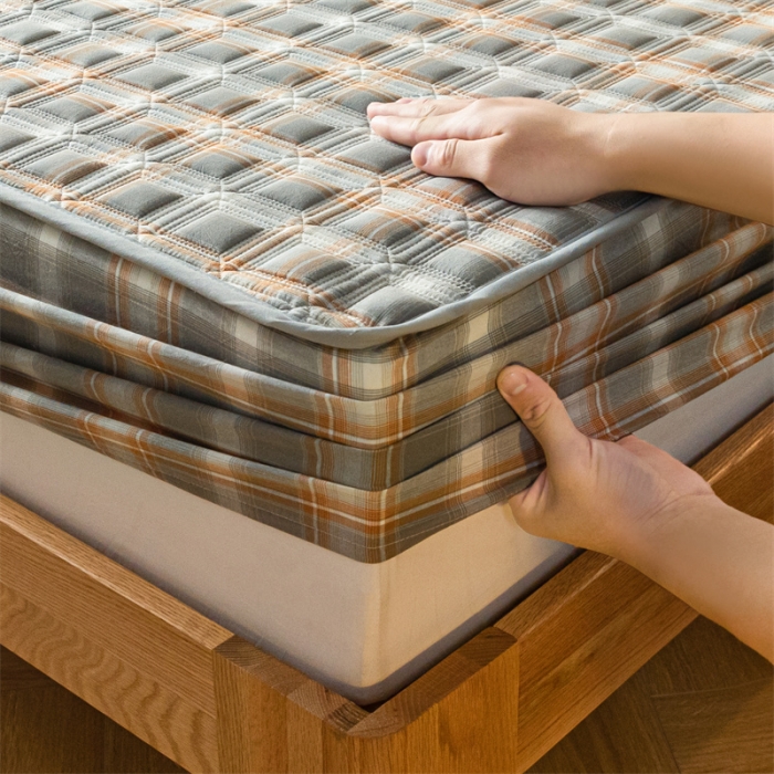 91家纺网 家纺一手货源 找家纺 蓝巢 2023新款全棉水洗棉大豆夹棉床笠 摩卡洛卡灰