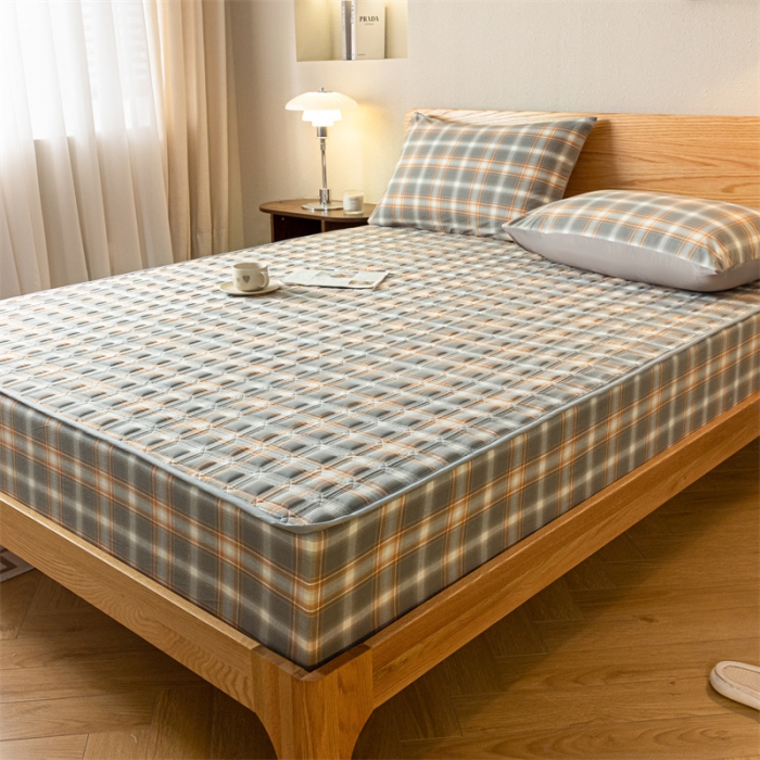 91家纺网 家纺一手货源 找家纺 蓝巢 2023新款全棉水洗棉大豆夹棉床笠 摩卡洛卡灰