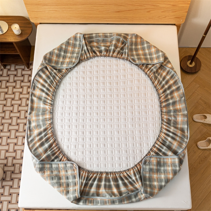 91家纺网 家纺一手货源 找家纺 蓝巢 2023新款全棉水洗棉大豆夹棉床笠 摩卡洛卡灰