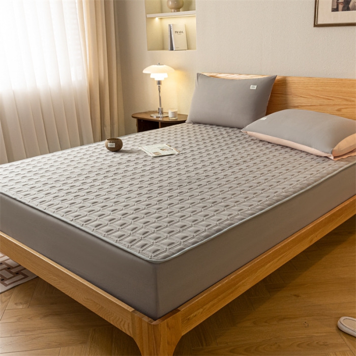 91家纺网 家纺一手货源 找家纺 蓝巢 2023新款全棉水洗棉大豆夹棉床笠 摩卡浅灰